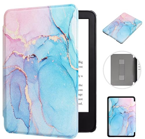 MOKASE Hülle für 6 Zoll Kindle Paperwhite 5/6/7. Generation 2012,2013,2015,2016 (Modell: EY21/DP75SDI), Schlanke Kunstleder Hart Decken mit Handschlaufe für Kindle Paperwhite 6 Zoll, Colour Marble