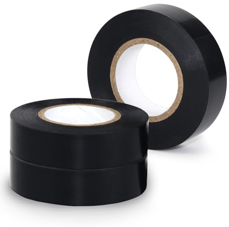 Qcdou Black Electrical Insulation Tape, Electrical Tape Multipack, 19mm x 20m, Set of 3 Rolls Strong Self-Adhesive PVC, for Insulating, Repairing and Protecting Electrical Wires