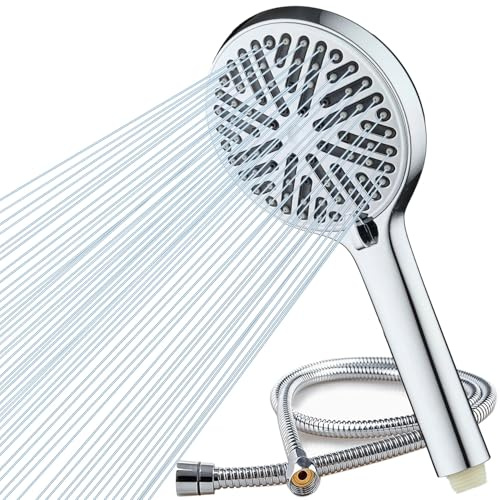 HOAENTSA Shower Head and 2M Hose 5 Spray Modes High Pressure Water Saving Hand Shower Head Set for Low Water Pressure Easy Installation