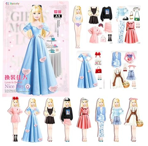 Opilroyn Magnet Anziehspiele, Anziehpuppen | Magnetische Puppen Anziehspielzeug - Tragbare Prinzessin Anziehpuppe aus Papier, leicht zu greifen Geschenk für Kinder, Mädchen 4-7