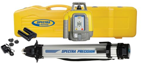 Spectra Precision LL1505C Kit laser rotatif horizontal avec batterie B10 NiMH Chargeur CH10 Q104025 Trépied 128995-00 Étui de transport Alignement professionnel de qualité de construction