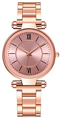 Vardaglig klocka kvarts rostfritt band analog armbandsur damklocka 36 mm klockor för män, Rosa, En storlek