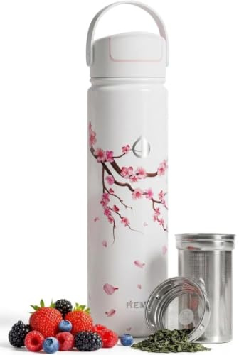 HEMLI 22 oz Ceramic Lined Tea Infuser Travel Tumbler, Micro-Mesh Stainless Steel Infuser, Pure Taste Ceramic Interior, Triple Insulated 12hr Hot Cold, Dual Sip & Straw Lid, Scratch-Resistant