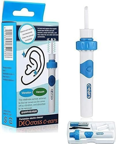 Ear Wax Remover,Electric Suction Q Grips Cleaners, Safe Removal Tool with 1 Replacement Heads,Gently Vibrating to Attract Earwax,Easy Cleaning Cleaners Suitable for All Family