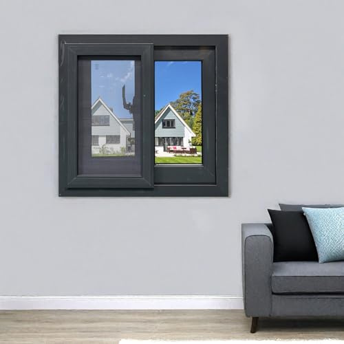 Fenêtre coulissante en aluminium robuste avec écran et verre trempé pour caves, garages, salles de bains, abris de jardin et granges - Fenêtre de rechange (75 x 50 cm)