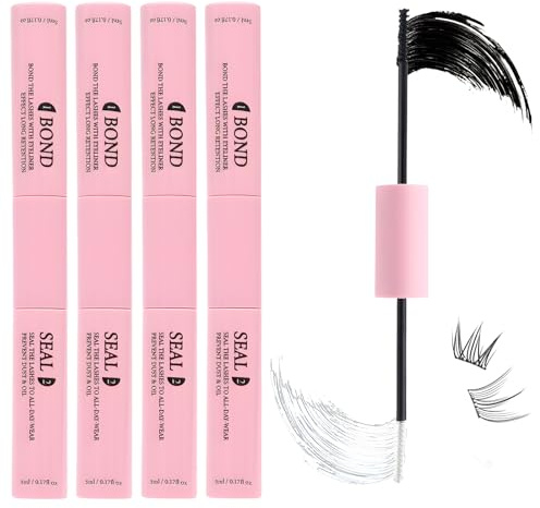 4 Stück Bond and Seal Lash Glue, Wimpernkleber, Wasserdicht und Schnelltrocknend, Glatt Starke Haftung, für DIY-Wimpernverlängerungen, Anfänger und Profis