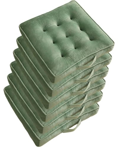 Cojín Grueso for El Piso, Tela De Lana Cristal, Cómoda, Suave Y Antideslizante, Almohadillas for Sillas for Asientos En for Suministros for Hogar Aula,Color:Gris(Green Grass,45x45cm(6pcs))