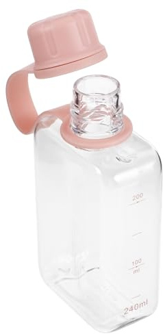 GRIRIW Gourde d'eau Plate Portable 240 ML en Plastique Rose, Bouteille à Boire Légère et Compacte pour Randonnée, Voyage et Sport, Flasque de Poche Anti-Fuite, Tasse de Réutilisable