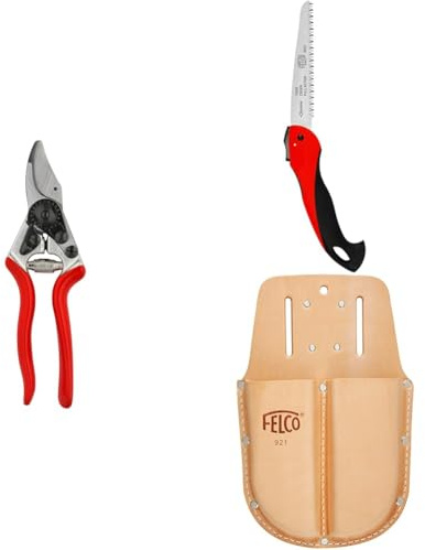 FELCO 6 Kompakte Profi-Gartenschere Bypass 20 mm mit Klappsäge 600 und Holster 921
