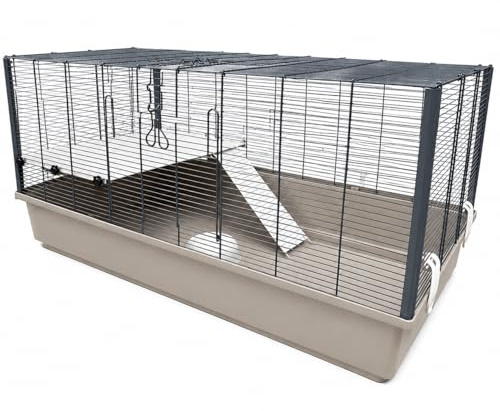 Griege Luxe 3 Large Syrian & Dwarf Hamster Cage 100 x 50 x 50cm | Comes with Accessories, Easy to Build, Access & Clean – Metal Bars & Deep Plastic Base – Suitable for other Small Animals