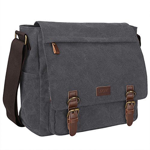 S-ZONE Hombre Bolso de Hombro Lona Vintage Cuero de PU Bolso Bandolera Bolso de Pecho Bolso Deportivo Militar Mochila Multipropósito para Viajes Senderismo Escuela Ocio