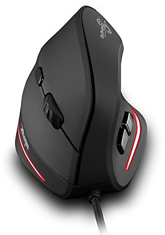 Zelotes Souris verticale ergonomique T20 3200 DPI 6 boutons LED optique USB filaire pour gamer, ordinateur portable, PC, Mac, ordinateur de bureau, ordinateur portable (Noir)