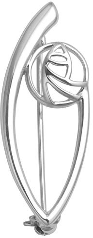Sterling Silver Rennie Mackintosh Brooch - Rennie Mackintosh Rose Brooch - Size: 35mm x 14mm. Gift Boxed Celtic brooch. 9106