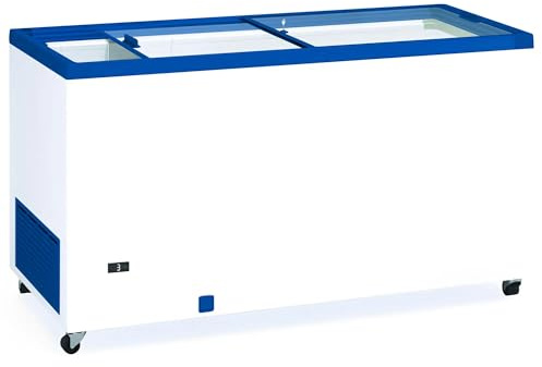 MBH - Congélateur coffre professionnel 150 cm et 470 litres avec portes coulissantes en verre. Congélateur horizontal industriel pour bars, restaurants et hôtellerie.