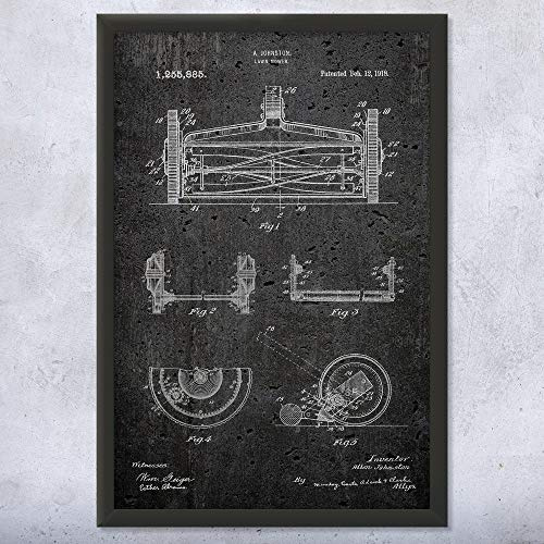 Framed Reel Lawn Mower Print, Hardware Store Decor, Garage Wall Art, Gardener Gift, Landscaper Gifts, Tool Shed Art Dark Concrete (9x12)