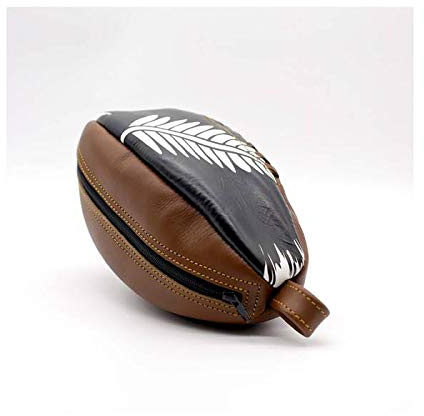 ALL SPORT VINTAGE - Trousse De Toilette Ballon de Rugby - Cuir De Vachette - Cousu Main. Marque Française