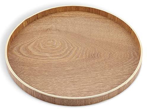 Rund Serviertablett, 30cm Hölzerner Platten Tablett Holz Küchentablett Holztablett Serviertablett aus Holz für Tee, Obst, Süßigkeiten, Lebensmittel, Heimdekoration