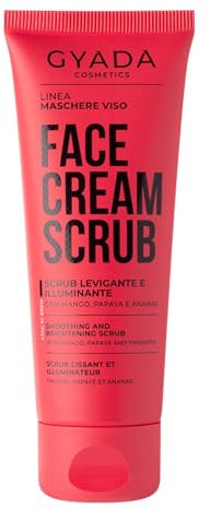 GYADA COSMETICS, Scrub Viso Levigante e Illuminante, Esfoliante, Idratante, per Tutti i Tipi di Pelle, Formula a Base di Mango, Papaya e Ananas, Argilla Oro e Burro di Karité, 75 ml