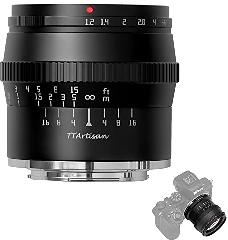 TTARTISAN 50mm F1.2 Objektiv APS-C Kameras Objektiv Manueller Fokus für Nikon Z-Mount Kameras ZFC Z50 Z5 Z6 Z6II Z7 Z7II Z9(Schwarz