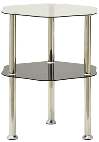 vidaXL Beistelltisch mit 2 Ablagen Transparent 38x38x50 cm Hartglas