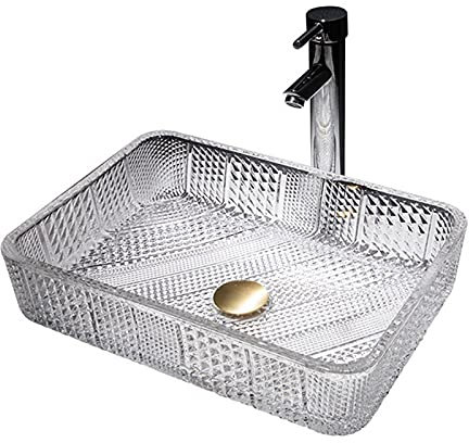 YTTS Badezimmer-Waschbecken, Kristall-Gehärtetes Glas-Waschbecken Künstlerisches Countertop-Waschbecken-Waschbecken Mit Pop-Up-Abfluss Und Wasserfall-Wasserhahn Für Hotel,C