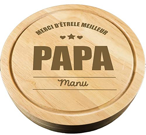 Plateau de fromages en Bambou 'Merci d'être Le Meilleur Papa' personnalisé avec Son nom