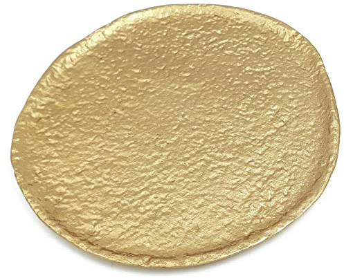 matrasa Dekoteller aus Aluguss Gold - Kerzenplateau Dekoschale Platzteller Feste Hochzeit - ca. 28 x 26 cm