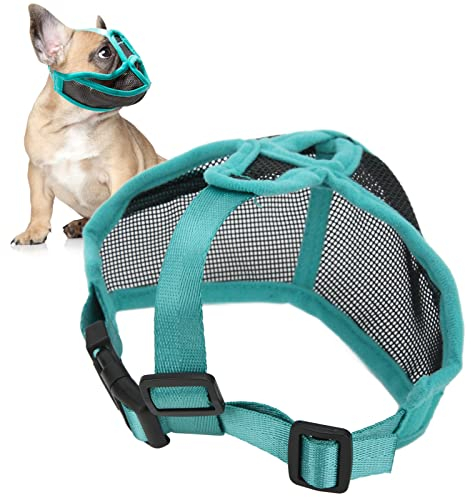 EVTSCAN Hundemaulkorb mit kurzer Schnauze Mesh Verstellbarer atmungsaktiver Anti-Beiß-Bulldog-Maulkorb mit kurzer Schnauze für Hunde(S)