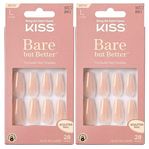 Kiss Bare But Better Nails Nägel, lang, 28 Stück, Hellbraun, 2 Stück