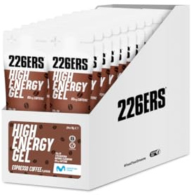 226ERS High Energy Gels Energétiques avec 50g de Cyclodextrine comme Hydrate et 80mg de Caféine, Alimentation Sportif pour Triathlon, Végétaliens, Café Expresso - 24 unités