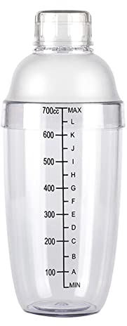 700CC/24oz Transparent Cocktail Shaker Plastic Resin Detachable Milk Tea Pot Mixing Shakers with Scale for Professional Bartender and Beginner