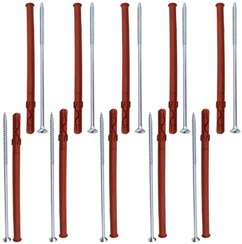 AERZETIX - C65108 - Lot de 10 Chevilles Ø10x180 mm pour Briques Creuses/béton cellulaire + 10 vis Ø6x180 à tête fraisée - en Nylon/métal - monomur Outil Fixation matériaux Creux travaux perçage