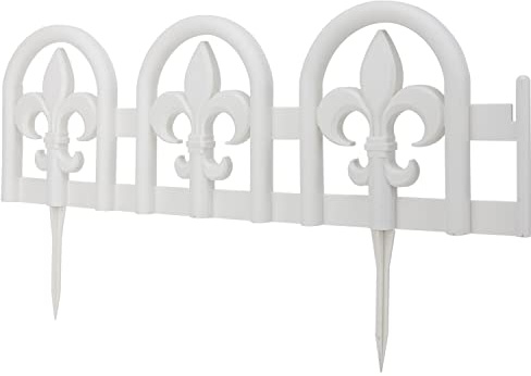 Evelyne Bordure de Jardin Blanche : Design en Fer forgé – 15 pièces Blanches pour aménagement paysager, clôture, Bordure de pelouse – Kit de Panneaux décoratifs pour pelouse de 6,1 m
