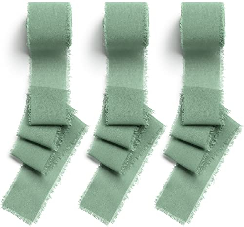 CHUQING Schleifenband Breit Grün Geschenkband Hochzeit seidenband Chiffon Band Dekoband Stoffband Eukalyptus Grün