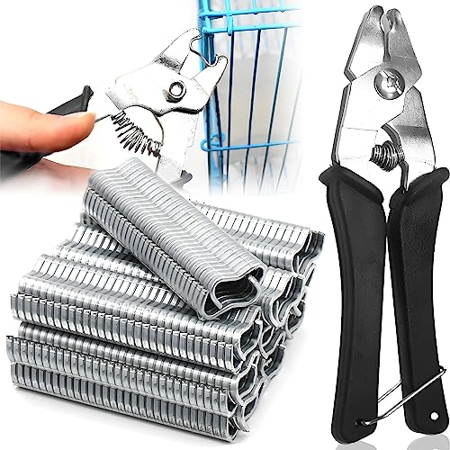 Pince à Anneau Avec 1200 M Clips Agrafes pour Porc, Grillage, Cages d'Animaux de Compagnie, Clôtures, Coussins de Voiture et Grillage Métallique