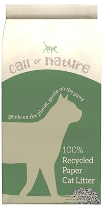 Call of Nature Recycled Paper Cat Litter Pellets - Biodegradable, Odour Control, Dust Free, Non Clumping - 28 Litre