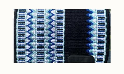 EQUIGEAR Western Show Horse Satteldecke aus neuseeländischer Wolle, Western-Design, handgefertigte Satteldecke, Wollpolster, Sensor Flex (Anpassung möglich), WK92 (36x42)