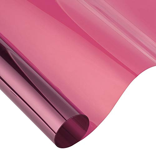 Blueshyhall Fensterfolie Rosa Transparent, 50 x 300 cm, Tönungsfolie Fenster, Isolierend, UV Hitzeschutz, Selbsthaftend, Sonnenschutz für Fenster, Haus, Büro
