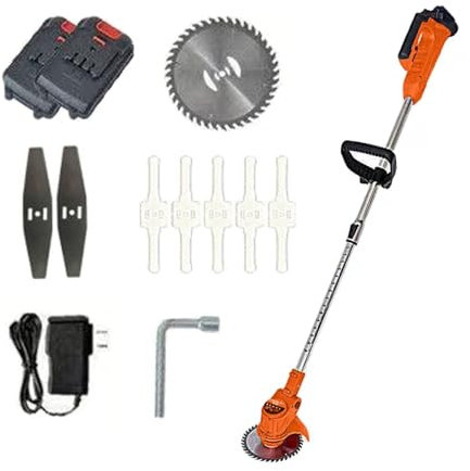 Rusopobe Mangeur de Mauvaises Herbes sans Fil Portable, Puissant désherbant électrique Rechargeable poignée réglable Coupe Gazon Outils de Jardin(42V,Battery*2)