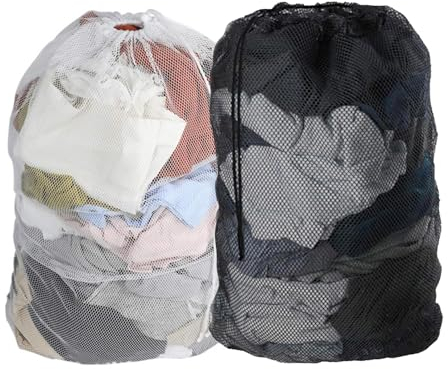 SYEYCW 2 Pcs Laundry Net Bags, 60 x 90cm Organizer Washing Machine Bag, Large Mesh Laundry Bags with Lockable Drawstring, for Travel, Big Clothes, Duvet Cover, Toy Storage, College Dorm, Apartment