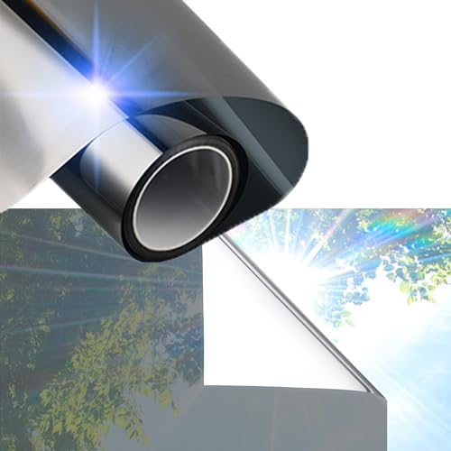 Sichtschutz Spiegelfolie Fenster, Sichtschutzfolie Fenster, Privatsphäre Tönungsfolie, Selbstklebend, Sonnenschutz, Anti-UV Folie, Hitzeschutz Statische Fensterfolien, for Zuhause Büro(70*200CM)
