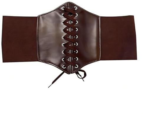 NIYATA Ceinture Corset Femme 70CM,Corset Pirate Femme,Ceinture Medievale Femme Brun Rétro,Convient pour un Tour de Taille de 65 à 85 cm,pour Jupes et Chemises