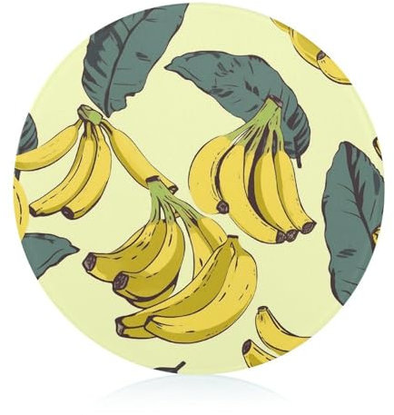 Schneideblock, Bananen-Druck, Glasschneidebretter, runde Schneidematte, tragbare Schneidematten für Küchenzubehör, leicht zu reinigen
