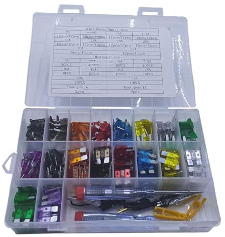 306PCS Automotive Fuses Assortment Kit, Mini & Standard & Low Profile Mini Fuses with Circuit Tester & Fuse Puller, Car RV Boat Replacement Blade Fuse Kit(2A/5A/7.5A/10A/15A/20A/25A/30A/35A)