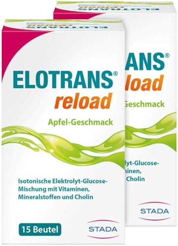 ELOTRANS reload Elektrolyte Pulver Sport, Apfel, 2x 15 Beutel | Rehydration nach Sport, Hitze oder durchtanzten Nächten, Mit Magnesium, B-Vitaminen & Cholin, Isotonisches Elektrolytgetränk