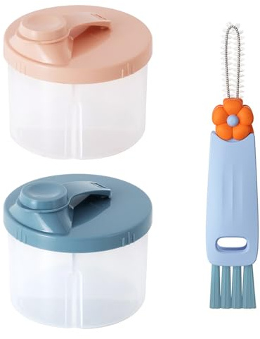 Lunaanda 2 Pezzi Dosatore Latte In Polvere Per Neonati,Con Pennello,Contenitore Per Latte In Polvere,Con 4 Scomparti,Dispenser Latte In Polvere Per Neonati,Per Viaggi All'aperto