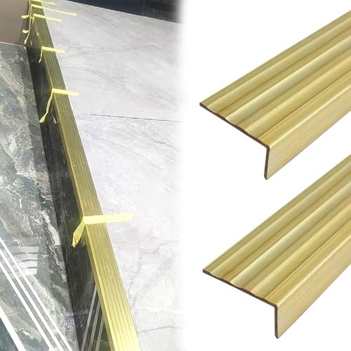 Treppenkantenprofil Treppenkantenprofil Aus Massivem Messing 25mm 2er-Pack, Treppenkantenprofil Aus Metall Für Vinylböden/ Laminat/ Holzstufen/ Hartholzböden, 240 200 180 160 140 120 CM(52in/132 cm)