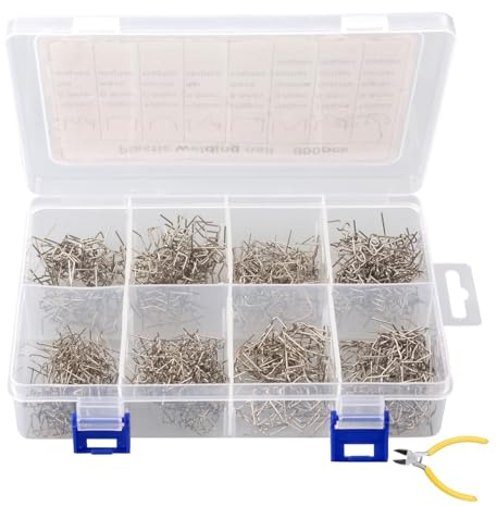 800Pcs Plastic Welding Staples Kit with Pliers - 8 Types 0.6mm & 0.8mm Stainless Steel Hot Staples for Car Bumper, Cracked Plastic Repair