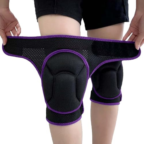 Gardening Knee Pads for Women, Mens Kneeling Pad for House Cleaning Floor Washing Work, Comfortable Knee Protector for Cleaner Gardener, Adjustable Soft Knee Pad for Kneeling on Hard Floor, Purple L