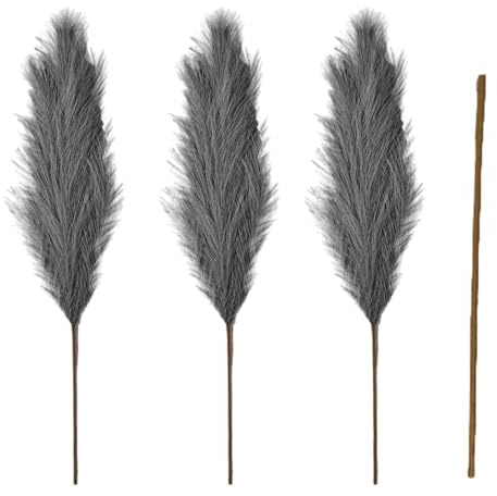 WYLFYJP Getrocknetes Pampasgras – Künstliche Trockenpflanzen, Flauschige Boho-Heimdekoration | 110 cm Große Trockenblumen, Blumenarrangements for Hochzeiten, Rustikale Vasenfüllung(Grey)